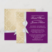 Luxus Ribbon Lila Gold Damask Dusche laden Einladung (Vorne/Hinten)