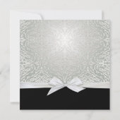 Luxus Ribbon Silver/Black Damask Wedite einladen Einladung (Rückseite)