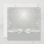 Luxus Ribbon Silver/Gray Damask Wedite Einladung (Rückseite)