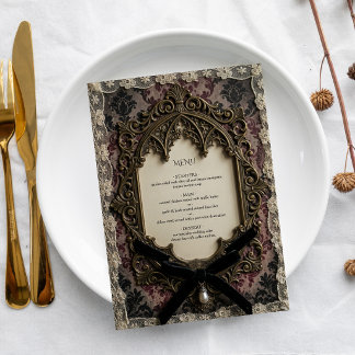 Luxus-Rokokó-Victorian-Spitze-Hochzeitsmenü Menükarte