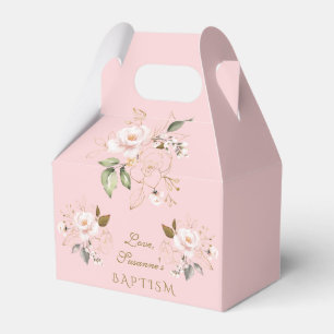 Luxus Rosa Blush Gold Floral Girl Taufe Geschenkschachtel