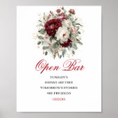 Luxus-Rosa-Burgunder-Farben-Open-Bar-Hochzeitspost Poster (Vorne)