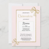 Luxus Rosa Glitzer Bogen Quinceañera Einladung (Vorderseite)