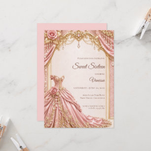 Luxus-Rosa-Gold-Prinzessin Sweet 16 Einladung