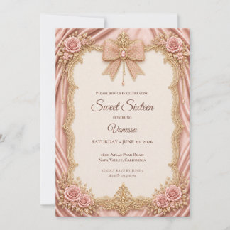 Luxus-Rosa-Gold-Prinzessin Sweet 16 Einladung