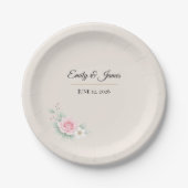 Luxus-Rosa Hochzeit Pappteller (Vorderseite)