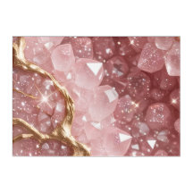 Luxus-Rosa-Quarz-Kristall-Acryl-Wandkunst