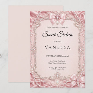 Luxus-Rosa-Rhinstones Glitter Sweet 16 Einladung