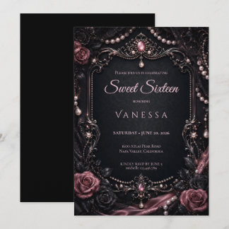 Luxus-Rosa-Rhinstones Glitter Sweet 16 Einladung
