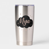 Luxus Rosa Rose Gold & Obsidian Crystal Tumbler Thermobecher (Vorderseite)