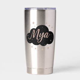 Luxus Rosa Rose Gold & Obsidian Crystal Tumbler Thermobecher