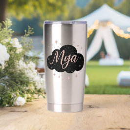 Luxus Rosa Rose Gold & Obsidian Crystal Tumbler Thermobecher