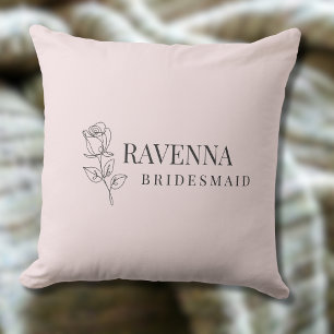Luxus-Rosa-Rosé-Linienkunst Individueller Name Kissen