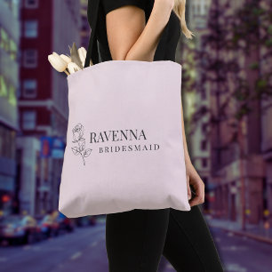 Luxus-Rosa-Rosen-Linienkunst Personalisierter Name Tasche