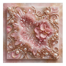 Luxus-Rosa-Rosenquarz-Geoden-Leinwand-Wandkunst fü