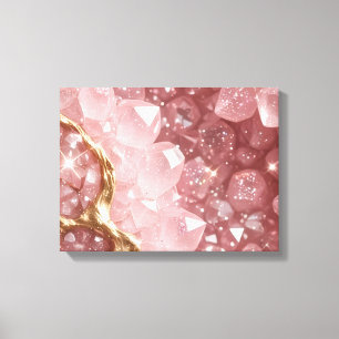 Luxus-Rosa-Rosenquarz-Geoden-Leinwand-Wandkunst fü Leinwanddruck