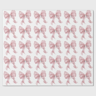 Luxus-Rosa-Schleife Coquette-Baby-Shower-Mädchen Geschenkpapier