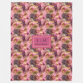 Luxus-Rosa-Wasserfarbe-Leopardenfell-Monogramm-Dec Fleecedecke (Vorderseite)