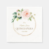 Luxus Rosa Weiße Blume Gold Quinceañera Serviette (Vorderseite)
