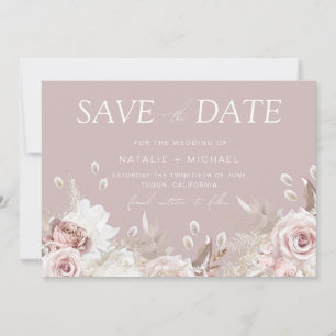 Luxus-Rosé-Blumen-Botanische Hochzeit Save The Date