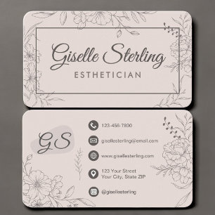Luxus-Rosé-Blumen-Script-Schönheits-Esthetikerin Visitenkarte