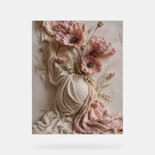 Luxus-Rosé-Blumenreliefposter Acrylschild