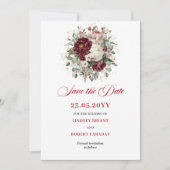 Luxus-Rosé-Burgunder-Blumen-Save-the-Date Save The Date (Vorderseite)