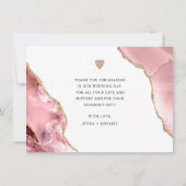 Luxus Rose Gold Agate Glitzer Foto Hochzeit Dankeskarte (Rückseite)