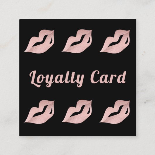 Luxus Rose Gold & Black Lips Glamour Treuekarte Quadratische Visitenkarte (Vorderseite)