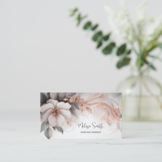 Luxus Rose Gold Blume Visitenkarte (Stehend Vorderseite)