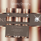Luxus Rose Gold Brown Sparkle Diamonds Initialen Visitenkarte