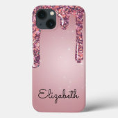 Luxus Rose Gold Dripping Glitzer Case-Mate iPhone Hülle (Rückseite)