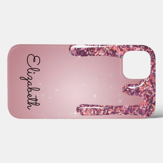 Luxus Rose Gold Dripping Glitzer Case-Mate iPhone Hülle (Rückseite (Horizontal))