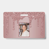 Luxus Rose Gold Dripping Glitzer Monogram Foto Ausweis (Rückseite)