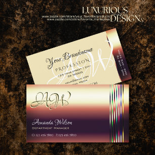 Luxus Rose Gold Farbige Shimmer Streifen Monogramm Visitenkarte