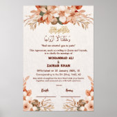Luxus Rose Gold Floral Frame Nikah Vertrag Poster (Vorne)