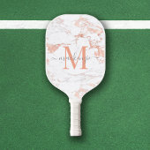 Luxus Rose Gold Foil Marmor Monogramm Pickleball Schläger