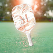 Luxus Rose Gold Foil Marmor Monogramm Pickleball Schläger