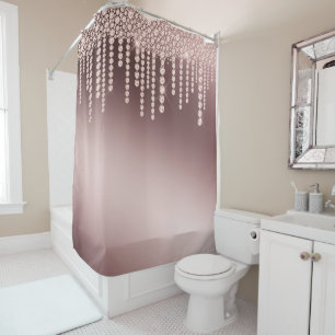 Luxus Rose Gold Funkelnd Diamanten Duschvorhang