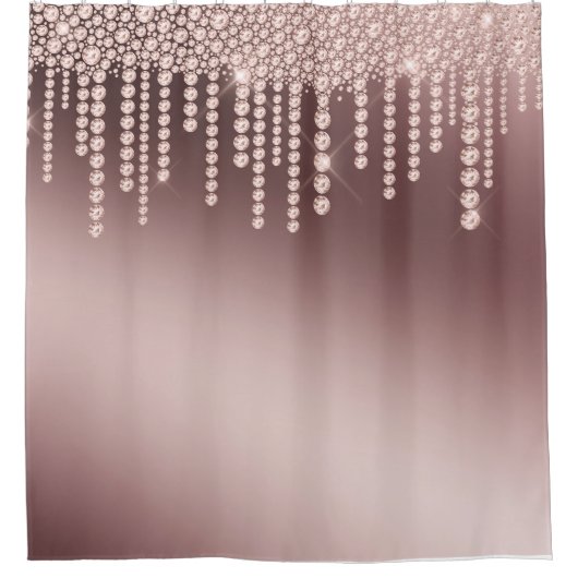 Luxus Rose Gold Funkelnd Diamanten Duschvorhang (Vorderseite)