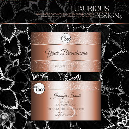 Luxus Rose Gold Funkelnd Glitzer Initialen und Log Visitenkarte