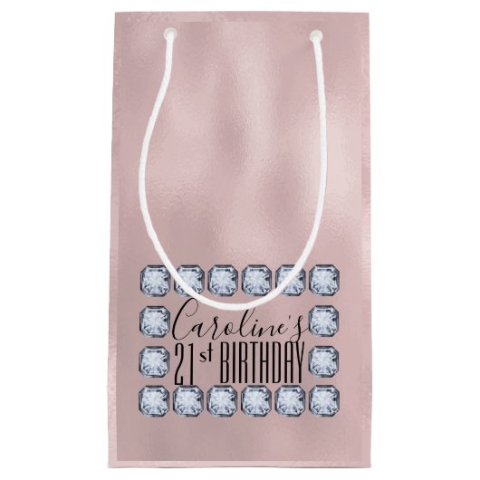 Luxus Rose Gold Geburtstag Glas Textur Kleine Geschenktüte (Vorderseite)