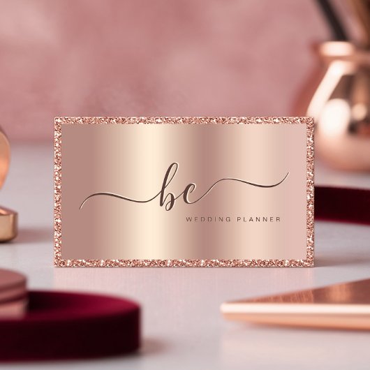 Luxus Rose Gold Glitzer Frame Monogram Visitenkarte