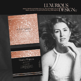 Luxus Rose Gold Glitzer Luminous Stars Elegante Quadratische Visitenkarte