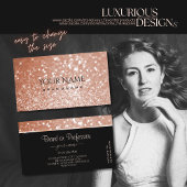 Luxus Rose Gold Glitzer Luminous Stars Elegante Quadratische Visitenkarte