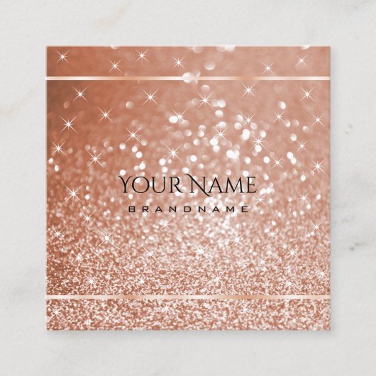 Luxus Rose Gold Glitzer Luminous Stars Elegante Quadratische Visitenkarte (Vorderseite)