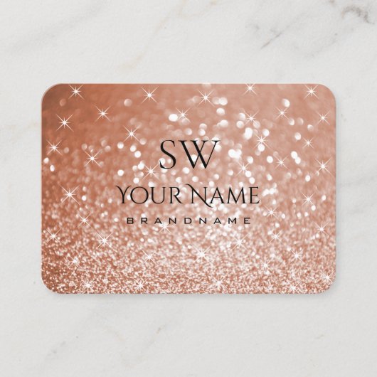 Luxus Rose Gold Glitzer Luminous Stars Monogramm Visitenkarte (Vorderseite)