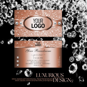Luxus Rose Gold Glitzer Spark Stars Diamonds Logo Visitenkarte