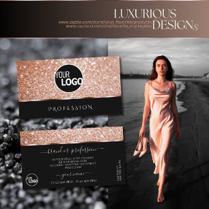Luxus Rose Gold Glitzer Sparkle Stars Schwarzes Lo Visitenkarte