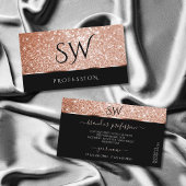 Luxus Rose Gold Glitzer Stars Chic Black Monogram Visitenkarte